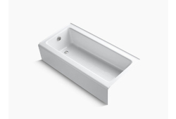 Kohler K837-0, 60" x 30" Alcove Bath with Integral Apron and Flange, Left-Hand Drain, White, Bellwether Collection