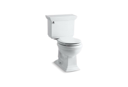 Kohler K3933-0, Comfort Height Two-Piece Toilet with Class Five Flush Technology and Left-hand Trip Lever, White, Round-Front, 1.28 gpf, Memoirs Series