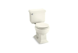 Kohler K3986-96, Comfort Height Two-Piece Toilet with AquaPiston Flush Technology and Left-Hand Trip Lever, Biscuit, Round-Front, 1.28 gpf, Memoirs Series