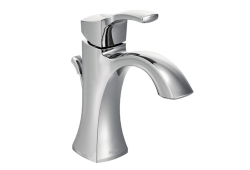 Moen 6903, Single-Handle Centerset Bathroom Faucet with Metal Pop-Up Drain, 4" Center, Chrome, 1.5 gpm, Voss Collection