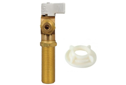 1/2" Brass, 1/4 Turn, 1/4" Compression Ice Maker Outlet Box Valve, Lead Free, Sweat Connection with Plastic Locknut