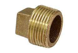 3/8" Brass Square Head Solid Plug, Lead-Free, Male