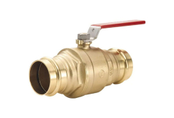 1/2" Brass Press Ball Valve, Lead-Free, Press x Press