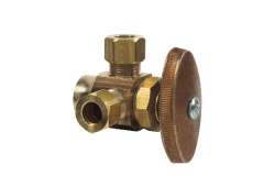 1/2" x 3/8" Brass Multi-Turn Dual Outlet Stop, C x Compression