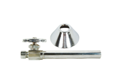 1/2" x 3/8" Multi-Turn Stop with Extension Tube and Bell Escutcheon, Sweat x Compression