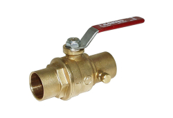 1/2" Brass Ball Valve, Full Port, Lead-Free, with Drain, Copper x Copper
