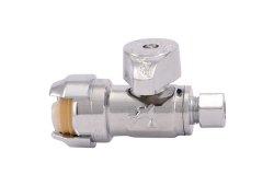 1/2" x 1/4" Sharkbite Push Straight Stop Valve, 1/4 Turn, Sharkbite x Compression