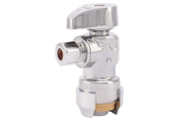 1/2" x 1/4" Sharkbite Push Angle Valve, 1/4 Turn, Sharkbite x Compression