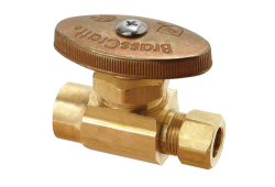 1/2" x 3/8" Brass 1/4 Turn Straight Stop