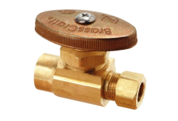 1/2" x 3/8" Brass Multi-Turn Straight Stop, Lead-Free
