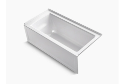 Kohler K1946-LA-0, 60" x 30" Alcove Bath with Integral Apron, Integral Flange, Left-Hand Drain, White, Archer Collection