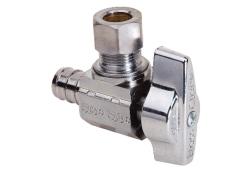 1/2" x 3/8" Brass 1/4 Turn Angle Ball Stop, Lead-Free, Barb x Compression
