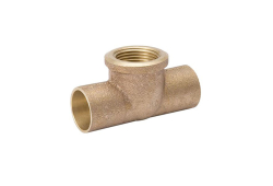 1-1/4" x 1-1/4" x 3/4" Copper Reducing Tee, Copper x Copper x Female