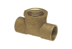 1/2" x 3/4" Copper Tee, Copper x Copper x Female