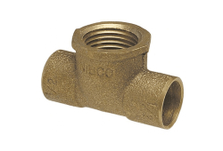 1-1/2" x 3/4" Copper Tee, Lead-Free, Copper x Copper x Female