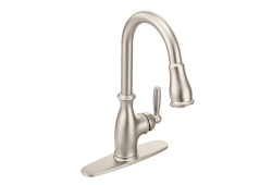 Moen 7185SRS, One-Handle High Arc Pulldown Kitchen Faucet, 7-3/4" Spout Reach, Spot Resist Stainless, 1.5 gpm, Brantford Collection