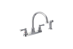 Cleveland CA41613, Two-Handle High-Arc Kitchen Faucet with Spray, 1/2" Connection, Chrome, 1.5 gpm, Capstone Collection