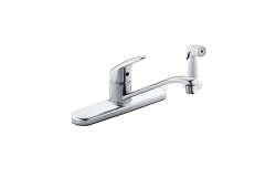 Cleveland CA40513, Single-Handle Kitchen Faucet with White Spray, 1/2" Connection, Chrome, 1.5 gpm, Cornerstone Collection