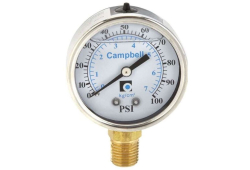 2" x 1/4" Stainless Steel Face, Bass Connection, 200 PSI