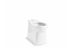 Elongated toilet bowl, Skirted Trapway, White