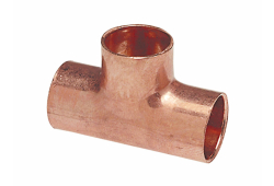 1/2" x 1/2" x 3/4" Copper Press Bull Head Reducing Tee, Copper x Copper x Copper