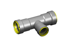 1-1/2" x 1-1/2" x 1-1/4" Carbon Steel Gas Press Reducing Tee, 411 RG, Press x Press x Press