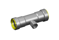 1-1/2" x 1-1/2" x 3/4" Carbon Steel Gas Press Reducing Tee, 4712 RG, Press x Press x Fitting