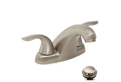 Gerber 43-011-BN, Two-Handle Centerset Bathroom Faucet with Metal Touch Down Drain, 4" Center, Brushed Nickel, 1.2 gpm, Viper Collection