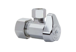 1/4" x 3/8" Angle Supply Stop Valve, 1/4 Quarter Turn, Lead-Free, Chrome