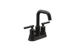 High-Arc Bathroom Faucet, Centerset 2-Handle, Pop-Up Assembly, Matte Black