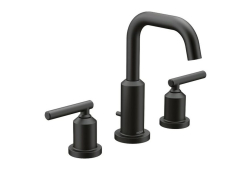 Arc Modern Bathroom Sink Faucet, Two-Handle Widespread, Matte Black
