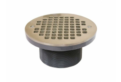 6" PVC Nickel Bronze Drain Spud with Round Strainer