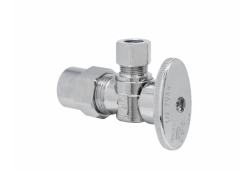 1/2" Nom CPVC x 3/8" OD Comp. 1/4 Turn Angle Stop, Chrome, Lead Free
