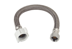 1/2" x 7/8" Braided Flexible Supply Toilet Connector, Lead-Free, Compression x FNPT, 12" Long
