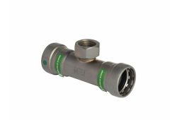 1-1/4" X 1-1/4" X 1" Female Reducer Tee, Carbon Steel, Press x Press x Female