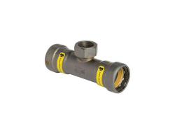 1-1/4" x 1-1/4" x 3/4" Press Reducer Tee, Carbon Steel, Press x Press x Press