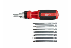 Multi-bit Driver, Square Drive Ratcheting, Chrome plated bits,Magnetic bit retention, 9 in 1