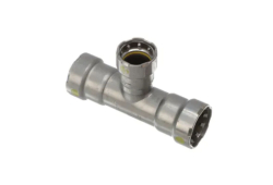 1-1/2" x 1-1/2" x 1-1/4" Press Reducing Tee, Carbon Steel, Press x Press x Press