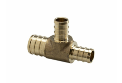 3/4″ x 1/2″ x 1/2″ PEX Crimp Brass Tee, Lead Free, PEX Crimp x PEX Crimp x PEX Crimp