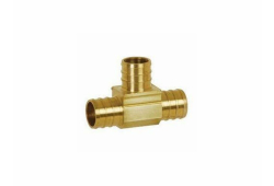3/4" X 1/2" X 3/4" PEX Crimp Brass Tee, Lead Free, PEX Crimp x PEX Crimp x PEX Crimp