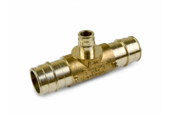1" x 1" x 1/2" PEX Crimp Brass Tee, Lead Free, PEX Crimp x PEX Crimp x PEX Crimp