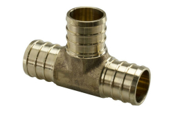 1" X 1" X 1" PEX Crimp Brass Tee, Lead Free, PEX Crimp x PEX Crimp x PEX Crimp
