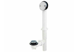 Bath Waste Full Kit, Tubular Touch Toe, White Plastic
