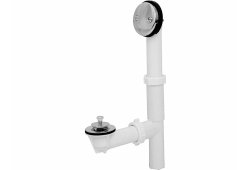 Bath Waste Full Kit, Tubular Uni-Lift Chrome, White Plastic