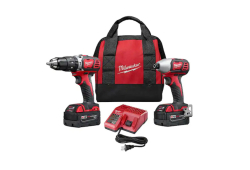 Tool Combo Kit, Cordless LITHIUM-ION 2-Tool, 1/2" Hammer Drill Driver, 1/4" Hex Compact Impact Driver