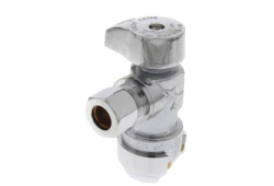 1/2" x 3/8" Push to Connect Supply Angle Stop, Sharkbite x Compression, Stainless Steel