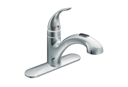 Moen 67315C, One-Handle Low Arc Pullout Kitchen Faucet, 9-1/2" Spout Reach, Chrome, 1.5 gpm, Integra Collection