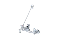 Central Brass 0054-URC-Q, Two-Handle Wall-Mount Service Sink Faucet, 5-3/4? Rigid Spout With Pail Hook And Top Brace to Wall With Flange, Chrome, 1.75 gpm