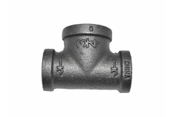 1/2" x 1/2" x 3/4" Black Malleable Iron Tee Fitting