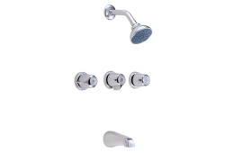 Gerber 48-030, Three Handle Threaded Escutcheon Tub and Shower Fitting with IPS/Sweat Connections, 8" Center, Chrome, 2 gpm, Classics Collection